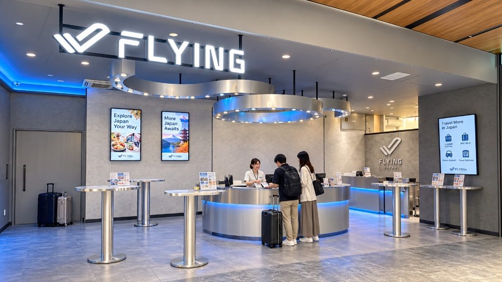 FLYING JAPANの店頭で接客を受ける訪日韓国人旅行者